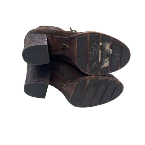 Frye Brown Suede Distressed Parker Moc Short Lace Up Ankle Boots Womens 6.5 - Picture 7 of 8